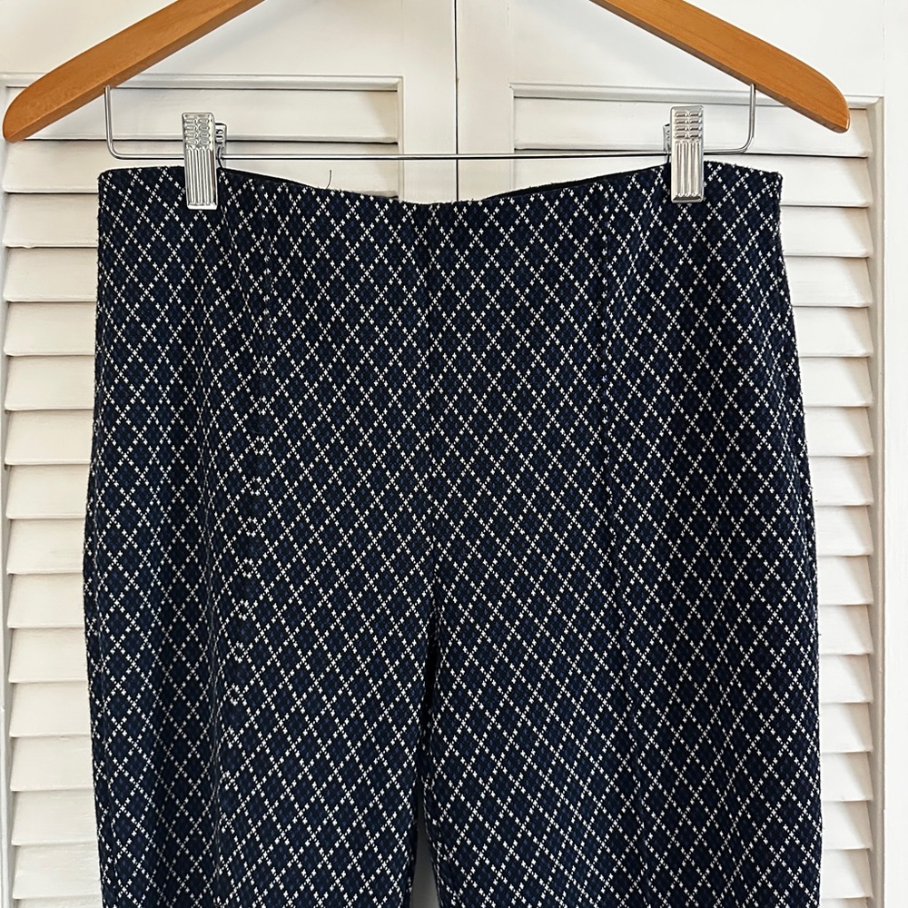 Anthropologie Maeve Navy and White kick flare cropped Pants